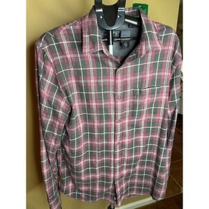 Rye by Hawker Rye Mahoney Brushed Flannel Shirt Burgundy Grey Plaid Slim XL NEW